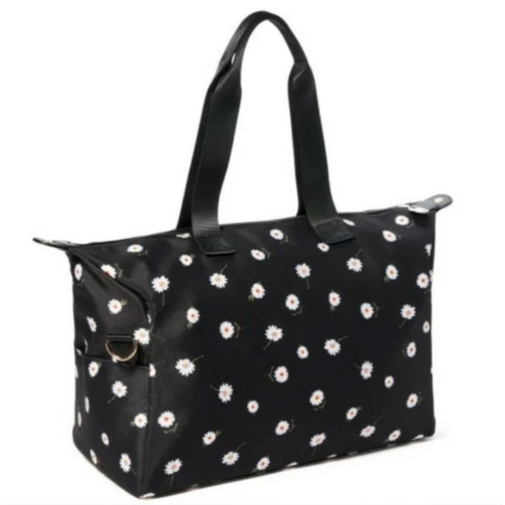 Alice + Olivia Daisy Floral Weekender Travel Duffel Pretty Black Bag NWT - Picture 2 of 16